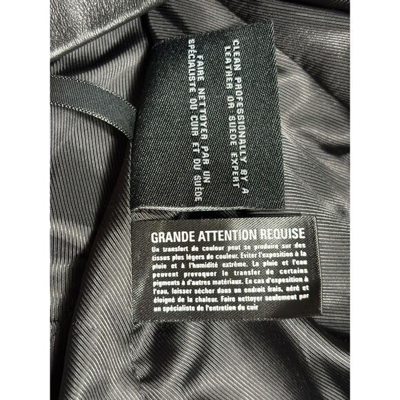 Cole Haan Jacket Womens Small Black Lambskin Leather Moto Gold Zippers 35M2764 - Picture 5 of 8